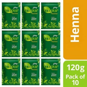 🔥Godrej Nupur 100% Pure Henna Powder Natural Hair Color Pack Of 10 x 120 gm🔥 - Picture 1 of 6