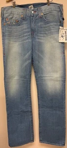True Religion Herren Straight Fire Basketweave Faded Jeans Größe 34x35 Vintage - Bild 1 von 9