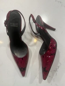Stuart Weitzman Multi-Color Patent Leather Point Toe Sling Back Pumps Size 8 - Picture 1 of 7
