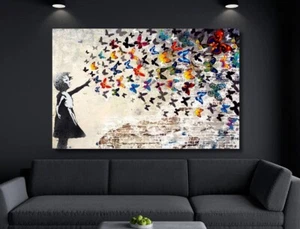 Butterfly Girl Suicide Poster, Butterfly Banksy Girl, Poster Wall Art - Picture 1 of 8