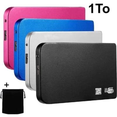 Disque Dur Externe 1To 2.5" USB 3.0 Portable Rouge avec Pochette de Protection - Photo 1/4