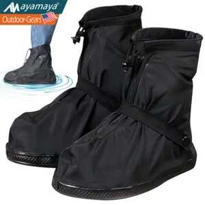 Waterproof Shoe Covers Reusable Zipped Overshoe Rain Snow Boot for Outdoor Travl - Picture 1 of 16
