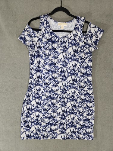 Mini Tshirt Michael Kors donna media spalle fredde abito blu tinta unita