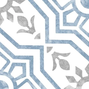 8x8 Bijoux Bleu Porcelain Pattern Art Deco Retro Modern Floor Tile (10PCS BOX) - Picture 1 of 3