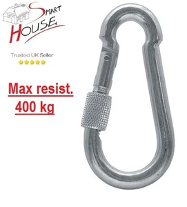 11 mm verzinkt Karabiner Karabiner Haken & Feststellschraube Tor Karabiner - Bild 1 von 2