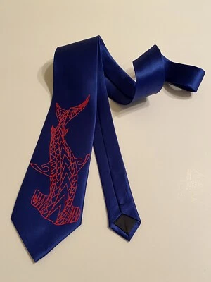 Shark Necktie , Art On A Tie , Hammer Shark , Fun And Cool, Royal Blue - Image 1 of 4
