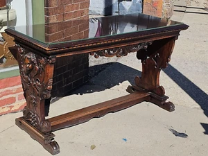 Antique Renaissance baroque ornate Angel cherub putti Face Motif Walnut table - Picture 1 of 18