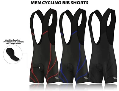 Mens Cycling Bib Shorts Padded Bicycle Bike Breathable Summer Racing Fit Pant - Image 1 of 4