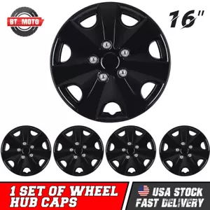 4x16" inch Wheel Cover Hubcaps For Snap On Car Truck SUV Black Lacquer Universal - Picture 1 of 10