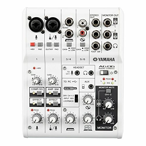 Yamaha AG06 Digital Mixer 6 Channel White Compact Audio Interface Bundle