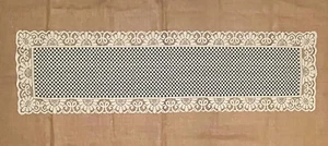 Ivory and Green Gingham Lace 14" x 36" or 14" x 54" Table Runners Cotton Blend - Picture 1 of 12