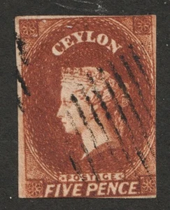 1857-59 Ceylon Sc# 6 - Five Pence, Queen Victoria. Used Cv$175.00 - Picture 1 of 1
