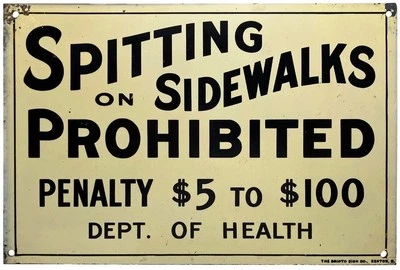 Antique Original Spitting On Sidewalks Prohibited Warning Scioto Metal Sign - Image 1 of 2