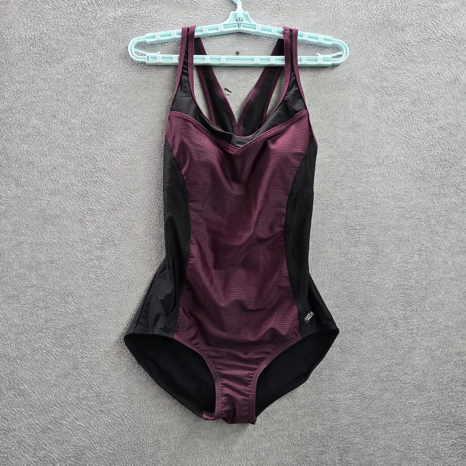 Speedo Women Swimwear M Purple Nylon Polyester One-Piece Athletic Sleeveless - Image 1 of 4
