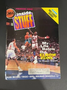 1992/93 NBA Inside Stuff Magazine Premiere Issue Muggsy Bogues w/ Fleer Cards - Picture 1 of 4