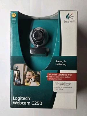 Logitech C250 Webcam USB 1.3MP Photos Built-in Microphone Camera - Image 1 of 4