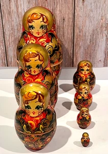 Matrioska rusa pintada a mano de colección conjunto de 7 piezas muñecas anidadoras de 6,5" - Imagen 1 de 18