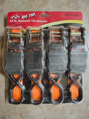 AMARRES DE TRINQUETE DE 15 PIES 400 LB LÍMITE DE CARGA DE TRABAJO NIP SELLADO 1 PAQUETE DE 4  Foto 1 de 2