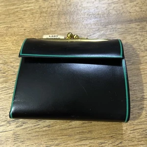 Damen Buxton Rindsleder Geldbörse Kiss Lock Münzbörse Brieftasche schwarz & grün - Bild 1 von 23