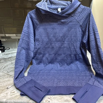 Lululemon Rest Less Pullover Hoodie Blue Sz 10 Thumbholes Seamless Gym Yoga - Image 1 of 4