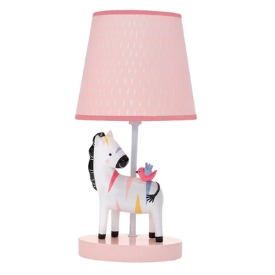 Lambs & Ivy Jazzy Jungle Zebra White/Peach Nursery Lamp with Shade & Bulb - Image 1 of 4