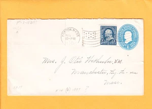 Boston Station B 1897 Flag Cancel Uprated 1c PSE To Manchester By-The-Sea MA O - Picture 1 of 1