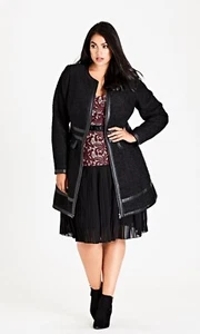 CITY CHIC S 16 NWT COAT WINTER ESCAPE BLACK - Picture 1 of 8
