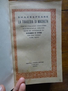 SHAKESPEARE-LA TRAGEDIA DI MACBETH-F.LLI BOCCA-TORINO-1922-CLASSICI-COMMEDIA - Picture 1 of 4