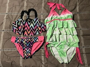 Justice Girls Size 14 Bathing Suits Swim Suits Tankini Bikini Lot 2 - Picture 1 of 1