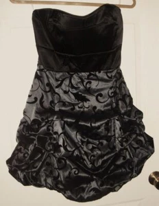 Ruby Rox Black Grey Strapless HOMECOMING Prom Party Pickup Skirt Dress Jrs 7 13 - Picture 1 of 7