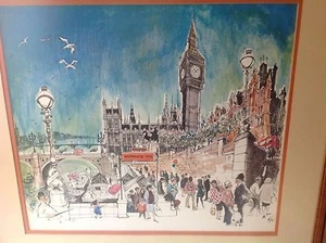 Signed William Papas Lithograph Westminster Pier - Picture 1 of 8