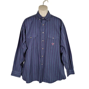 Vintage Panhandle Slim Shirt Mens XL Blue Striped Button Down Crest Long Sleeve - Picture 1 of 10