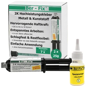 Ber-Fix 2K Hochleistungskleber 2x25g 30min Kunststoff- und Metallkleber 5 Spitze - Bild 1 von 18