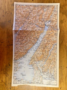 Lake Garda Italy 6"x11" tinted 1913 tourist map Brescia Verona Trentino - Picture 1 of 7