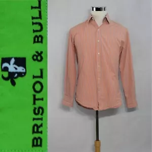 BRISTOL & BULL Men's Striped Casual Shirt M 15.5 32-33 Press Collar Button Up LS - Picture 1 of 10