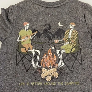 NWT Tommy Bahama Boys Life is Better Around The Campfire Gray T-shirt Size XS(4) - Picture 1 of 8