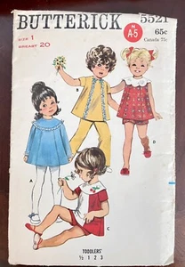 Butterick Muster #5521 Kleinkind Kleid/Hose/Shirts Größe 1 Brustweite 20 - Bild 1 von 2