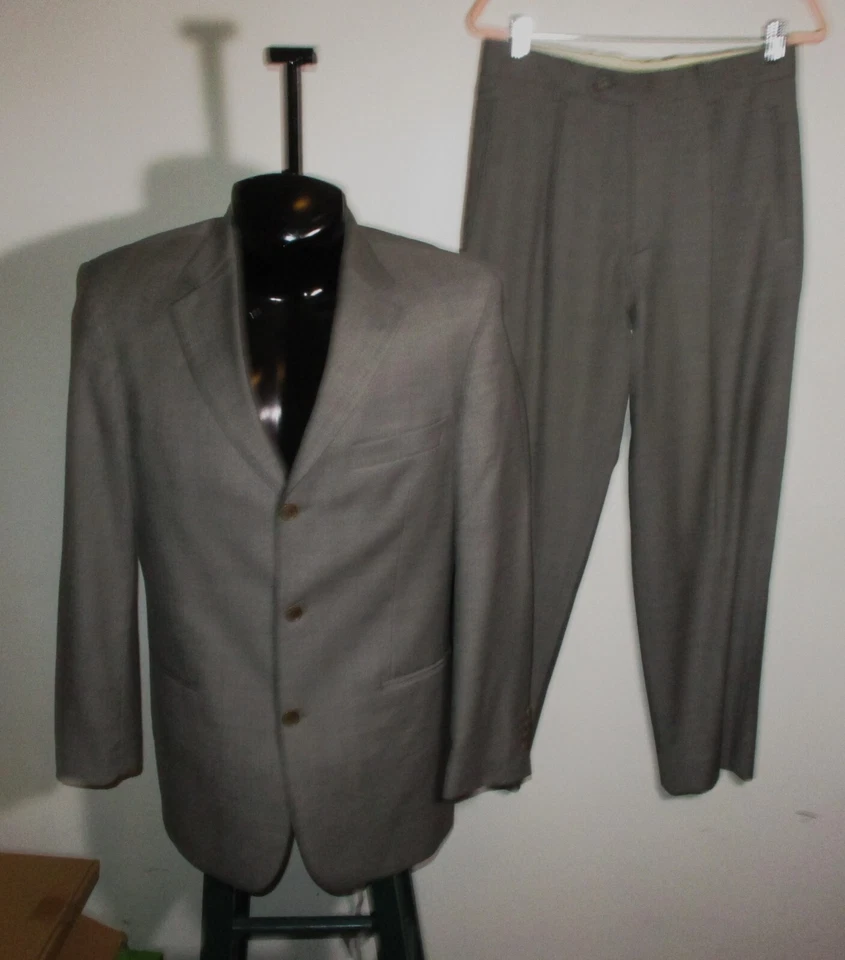 SARAR 灰色羊毛 2 件套男式 39R 码 32X30 — 第 1/4 张图片