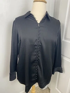 Soft Surroundings XL Black Silky Whimsy Goth Romantic - Picture 1 of 11