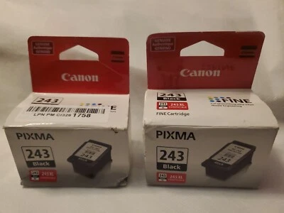 2 NEW and GENUINE Canon PG-243 1287C001 Black Ink Cartridges ( 245XL COMPATIBLE) - Image 1 of 4