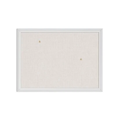 23x17 White Linen Bulletin Board Modern Frame for Home Office Classroom Decor - Image 1 of 4