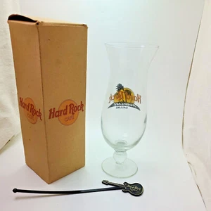 Hard Rock Dallas Hurricane Glass with Box, Guitar Drink Swivel Stick - Imagen 1 de 9