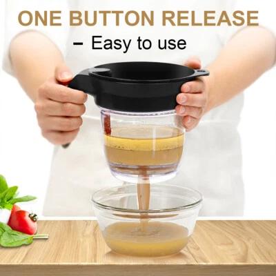 4-Cup Gravy Fat Separator With Bottom Release & Strainer 1L Grease Separator USA - Image 1 of 4