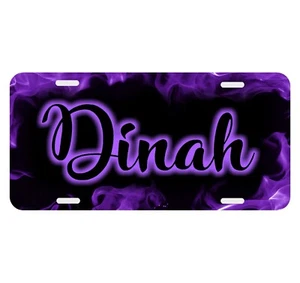 Purple Smokey Flame Personalized License Plate Monogram Custom Front Car Tag - Picture 1 of 6