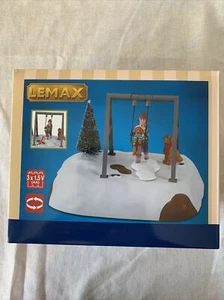 Lemax Puppy Gets A Swing Ride -Animated Holiday Village Accent. #14836 - Picture 1 of 7