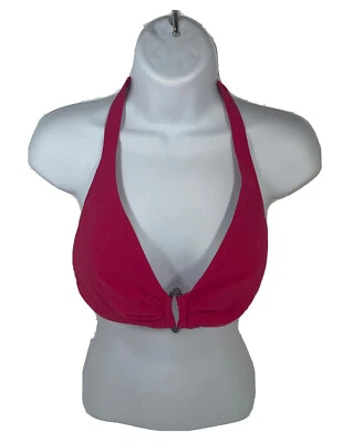 Gideon Oberson Bikini Halter Top Talla 12 Acolchado Espalda Clip Corbata Rosa Cuello Foto 1 de 4