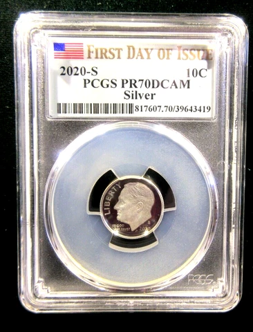 2020-S Silver Roosevelt Dime PCGS PR70DCAM FDOI FIRST DAY of ISSUE, FREE SHIP! Cover