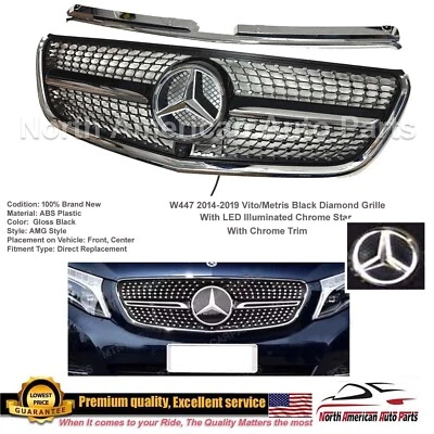 W447 Metris/Vito Diamond Negro Rejilla Iluminada LED Borde Superior 2015-2019 Nuevo Foto 1 de 4