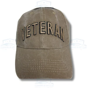 Veteran US Military Embroidered Logo Brown Baseball Cap Hat Official Licensed - Picture 1 of 6