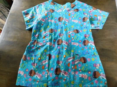 Doc McStuffins Scrubs Homemade size Medium "That'll Cost You One Hug" Blue - Image 1 of 4